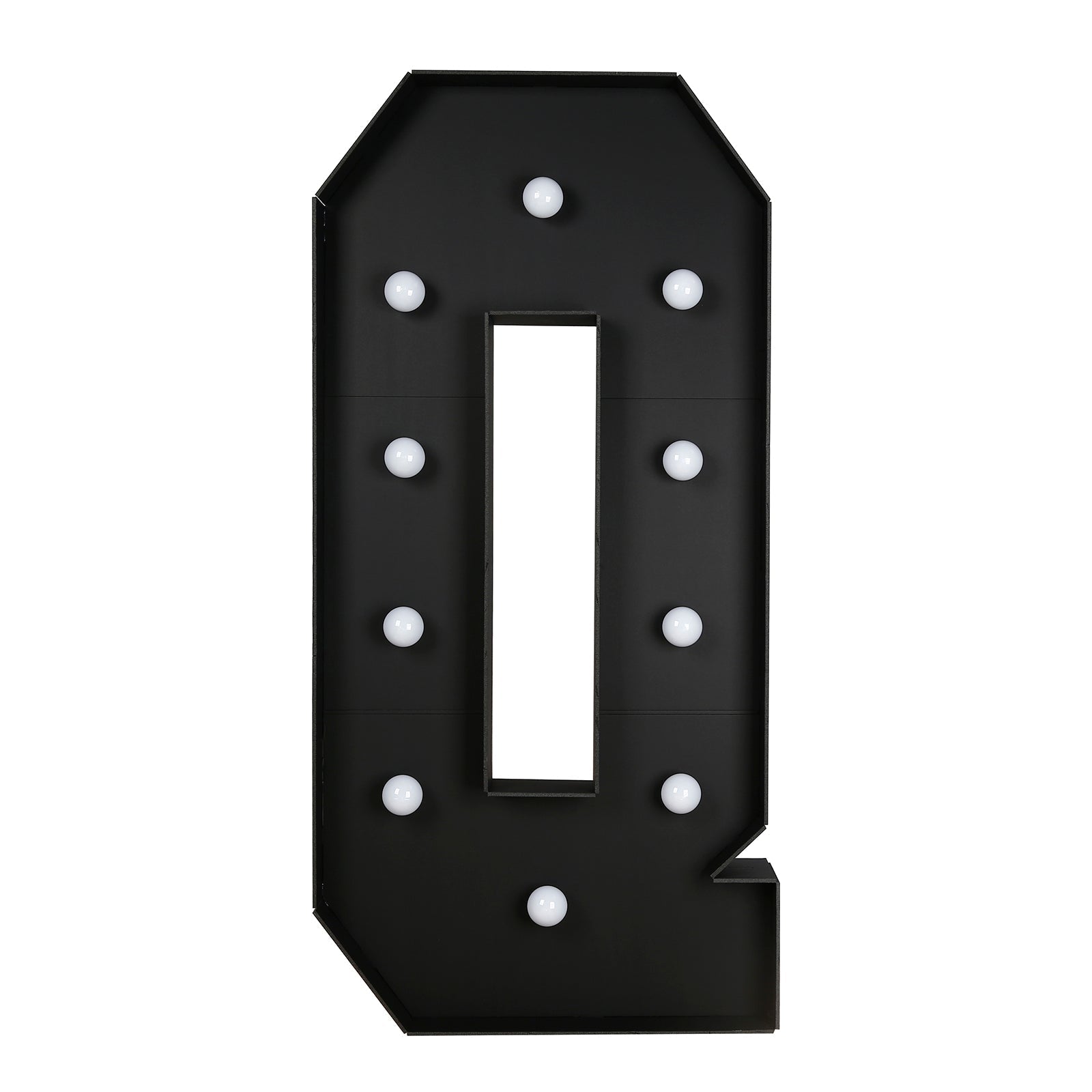 Giant LED Marquee Light Up Letter ’Q’ Black 4ft Pre-Cut Foam Board with 10 Warm White Battery Operated LEDs Glue Gun