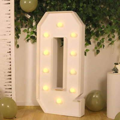 Giant LED Marquee Light Up Letter ’Q’ White 4ft Pre-Cut Foam Board with 10 Warm White Battery Operated LEDs Glue Gun