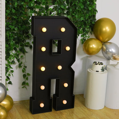 Giant LED Marquee Light Up Letter ’R’ Black 4ft Pre-Cut Foam Board with 10 Warm White Battery Operated LEDs Glue Gun
