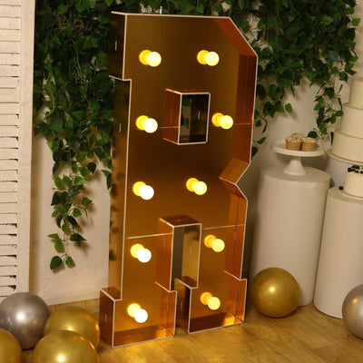 Giant LED Marquee Light Up Letter ’R’ Gold 4ft Pre-Cut Foam Board with 10 Warm White Battery Operated LEDs Glue Gun