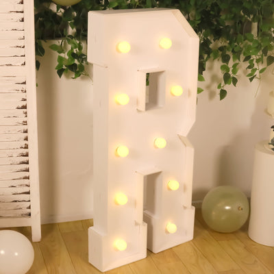 Giant LED Marquee Light Up Letter ’R’ White 4ft Pre-Cut Foam Board with 10 Warm White Battery Operated LEDs Glue Gun