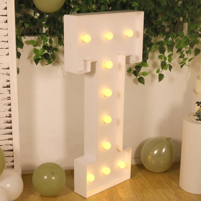 Giant LED Marquee Light Up Letter ’T’ White 4ft Pre-Cut Foam Board with 10 Warm White Battery Operated LEDs Glue Gun