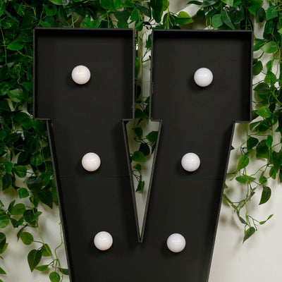 Giant LED Marquee Light Up Letter ’V’ Black 4ft Pre-Cut Foam Board with 10 Warm White Battery Operated LEDs Glue Gun