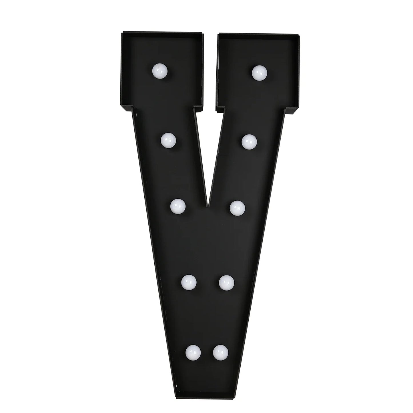Giant LED Marquee Light Up Letter ’V’ Black 4ft Pre-Cut Foam Board with 10 Warm White Battery Operated LEDs Glue Gun