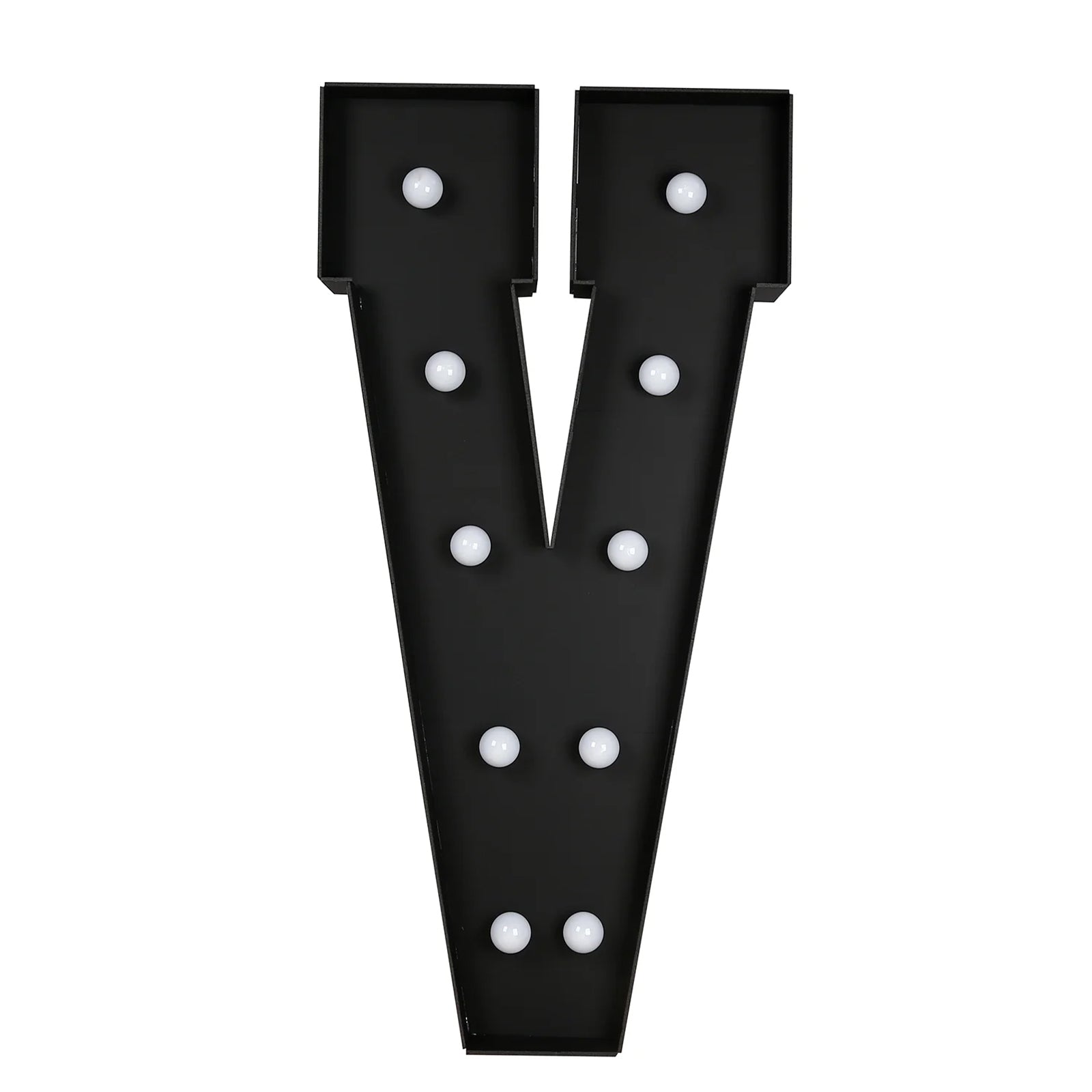 Giant LED Marquee Light Up Letter ’V’ Black 4ft Pre-Cut Foam Board with 10 Warm White Battery Operated LEDs Glue Gun