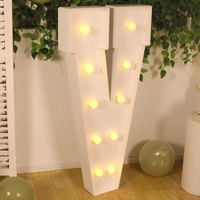 Giant LED Marquee Light Up Letter ’V’ White 4ft Pre-Cut Foam Board with 10 Warm White Battery Operated LEDs Glue Gun