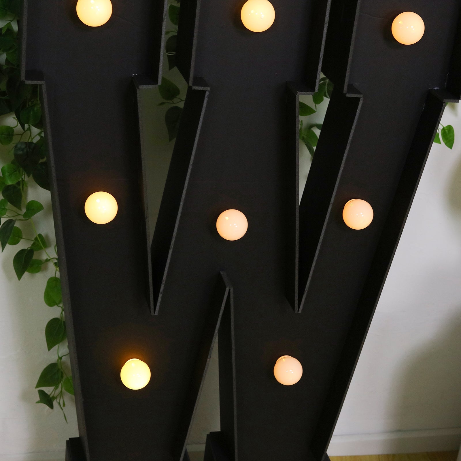 Giant LED Marquee Light Up Letter ’W’ Black 4ft Pre-Cut Foam Board with 10 Warm White Battery Operated LEDs Glue Gun