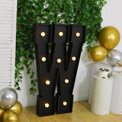Giant LED Marquee Light Up Letter ’W’ Black 4ft Pre-Cut Foam Board with 10 Warm White Battery Operated LEDs Glue Gun