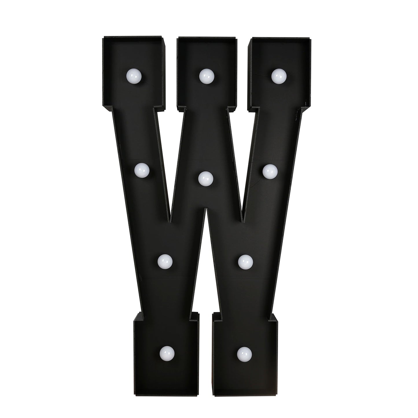 Giant LED Marquee Light Up Letter ’W’ Black 4ft Pre-Cut Foam Board with 10 Warm White Battery Operated LEDs Glue Gun
