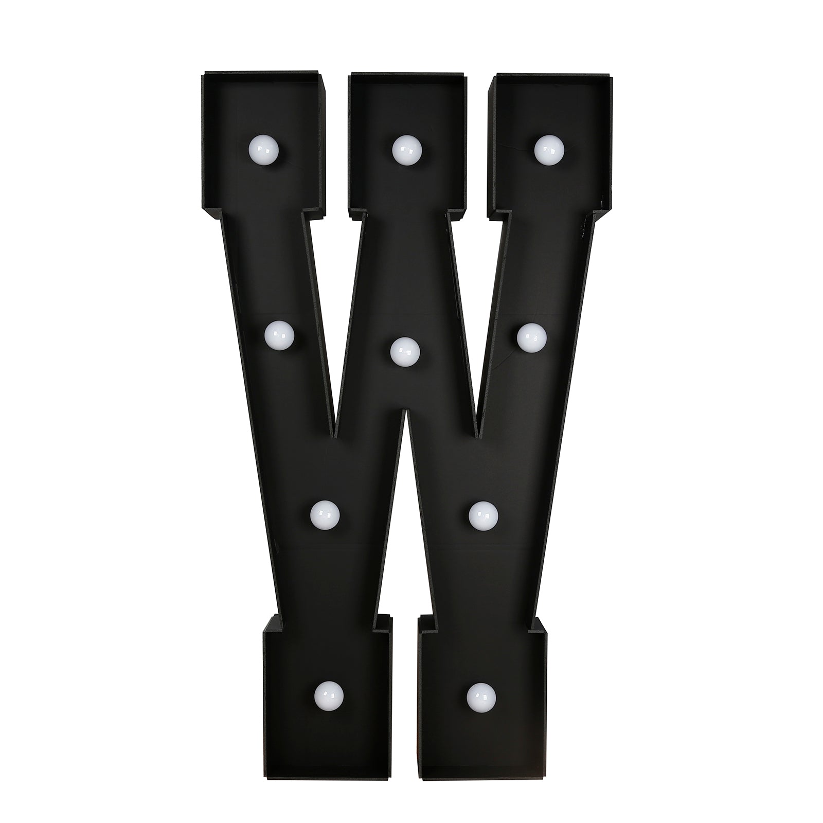Giant LED Marquee Light Up Letter ’W’ Black 4ft Pre-Cut Foam Board with 10 Warm White Battery Operated LEDs Glue Gun