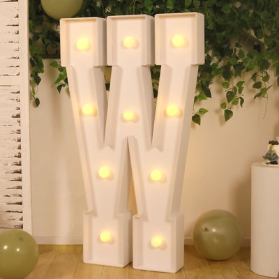 Giant LED Marquee Light Up Letter ’W’ White 4ft Pre-Cut Foam Board with 10 Warm White Battery Operated LEDs Glue Gun