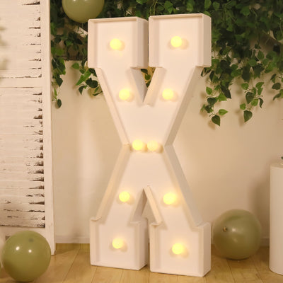 Giant LED Marquee Light Up Letter ’X’ White 4ft Pre-Cut Foam Board with 10 Warm White Battery Operated LEDs Glue Gun