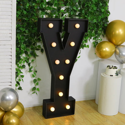 Giant LED Marquee Light Up Letter ’Y’ Black 4ft Pre-Cut Foam Board with 10 Warm White Battery Operated LEDs Glue Gun