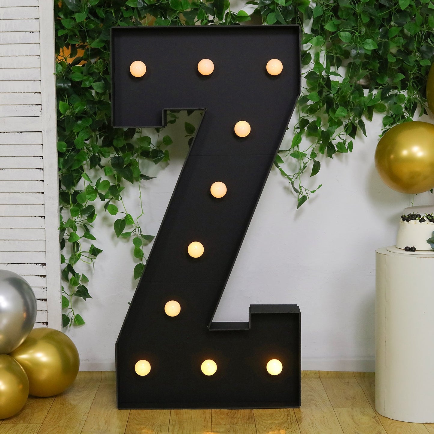Giant LED Marquee Light Up Letter ’Z’ Black 4ft Pre-Cut Foam Board with 10 Warm White Battery Operated LEDs Glue Gun