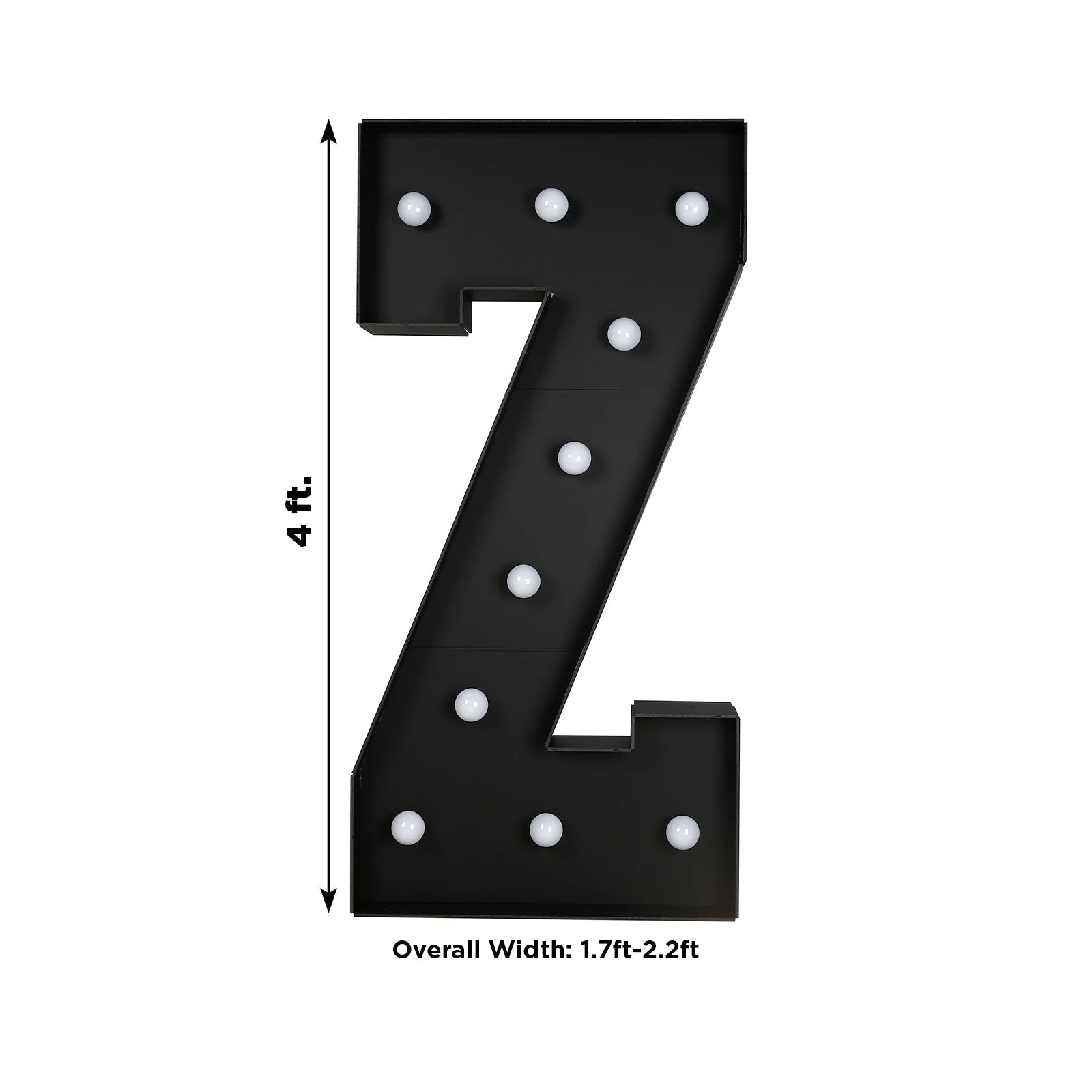 Giant LED Marquee Light Up Letter ’Z’ Black 4ft Pre-Cut Foam Board with 10 Warm White Battery Operated LEDs Glue Gun