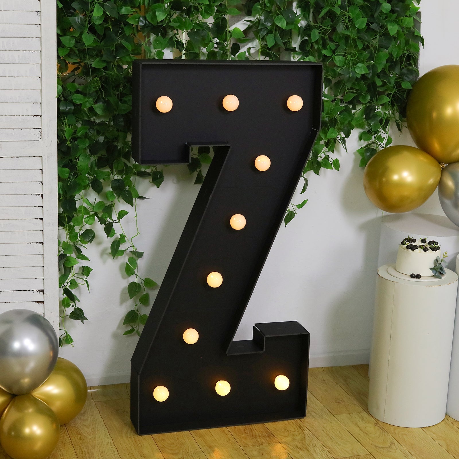 Giant LED Marquee Light Up Letter ’Z’ Black 4ft Pre-Cut Foam Board with 10 Warm White Battery Operated LEDs Glue Gun