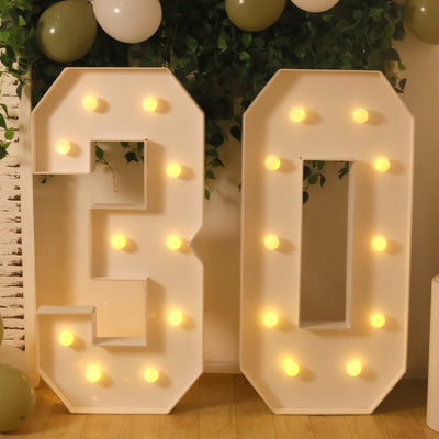 Giant LED Marquee Light Up Number ’0’’ White 4ft Pre-Cut Foam Board with 10 Warm White Battery Operated LEDs Glue Gun