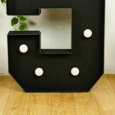 Giant LED Marquee Light Up Number ’5’’ Black 4ft Pre-Cut Foam Board with 10 Warm White Battery Operated LEDs Glue Gun