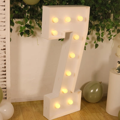 Giant LED Marquee Light Up Number ’7’’ White 4ft Pre-Cut Foam Board with 10 Warm White Battery Operated LEDs Glue Gun