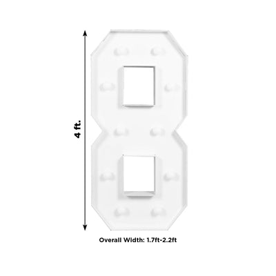 Giant LED Marquee Light Up Number ’8’’ White 4ft Pre-Cut Foam Board with 10 Warm White Battery Operated LEDs Glue Gun