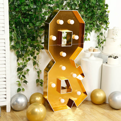 Giant LED Marquee Light Up Symbol ’&’ Gold 4ft Pre-Cut Foam Board with 10 Warm White Battery Operated LEDs Glue Gun