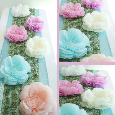 Set of 2 Light Blue Carnation 3D Wall Giant Tissue Paper Flowers - 12",16"