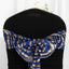 5 Pack Chair Sashes with Wave Embroidered Sequins Royal Blue/Gold 6"x88"