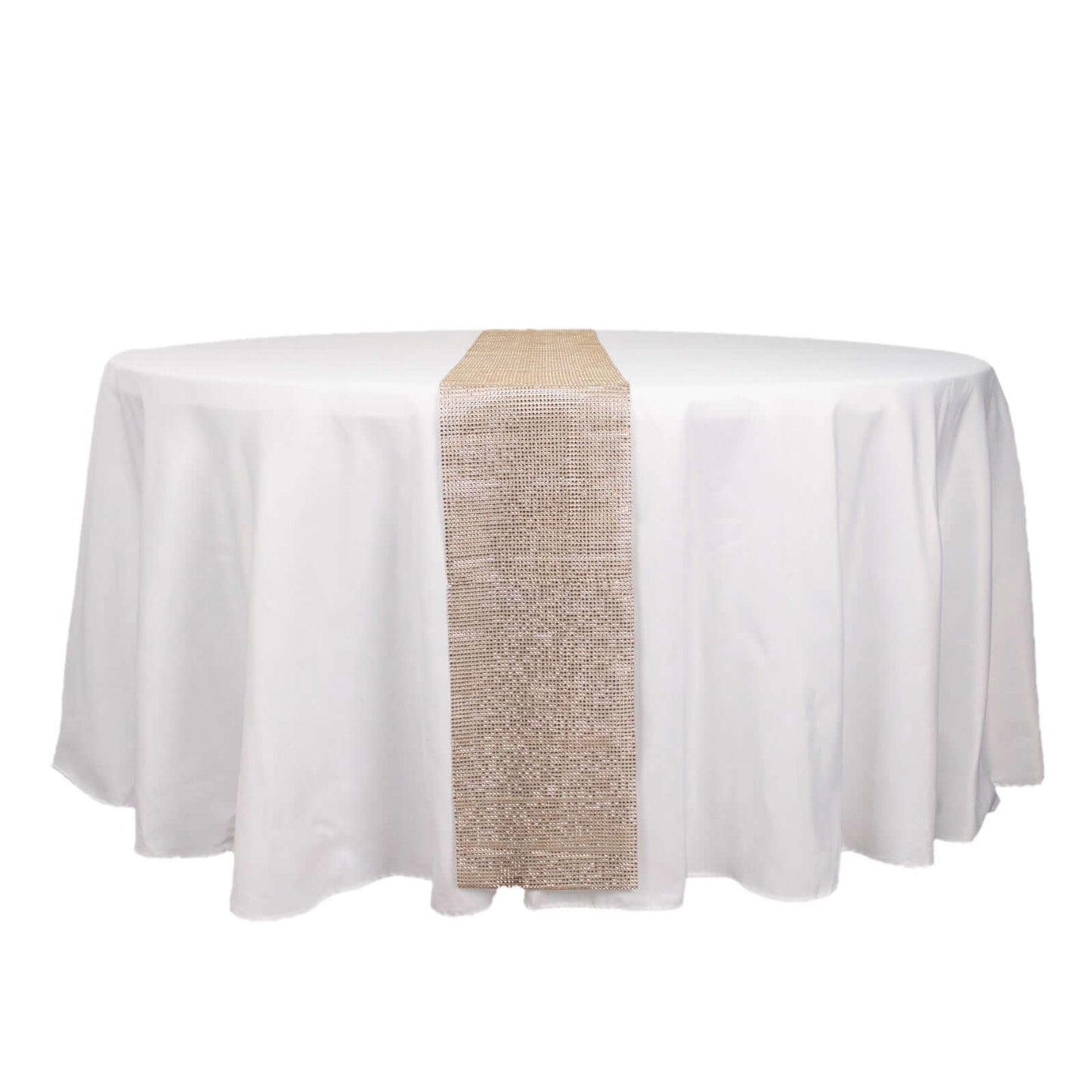 Crystal Rhinestone 10"x108" Table Runner Champagne - Chic Diamond Accent