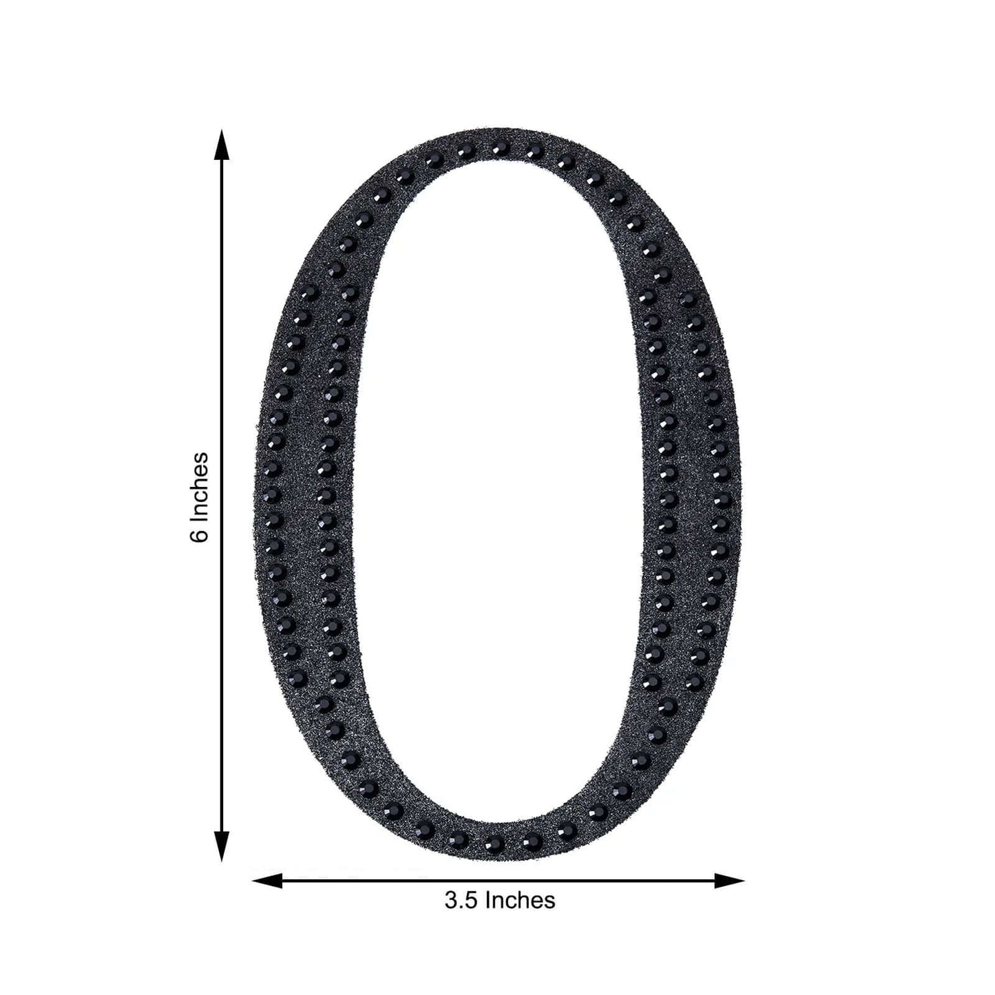 Decorative Rhinestone Number "0" Stickers, Glitter Adhesive Craft Numbers Black DIY Sparkle Embellishments 6"