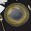10-Pack Plastic 9" Round Dinner Plates Clear with Gold Swirl Rim - Disposable Party Plates for Classy Events & Banquets