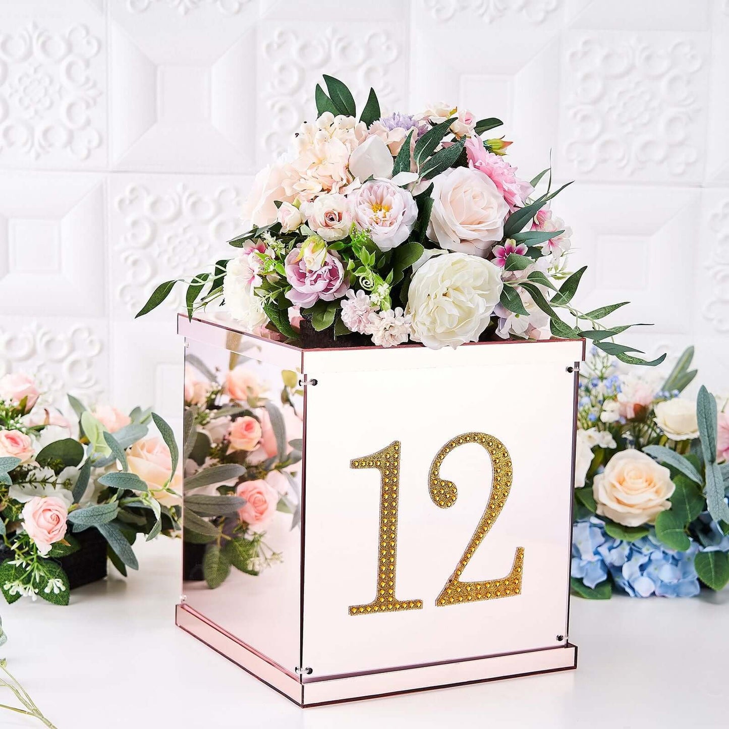 Decorative Rhinestone Number "7" Stickers, Glitter Adhesive Craft Numbers Gold DIY Sparkle Embellishments 6"