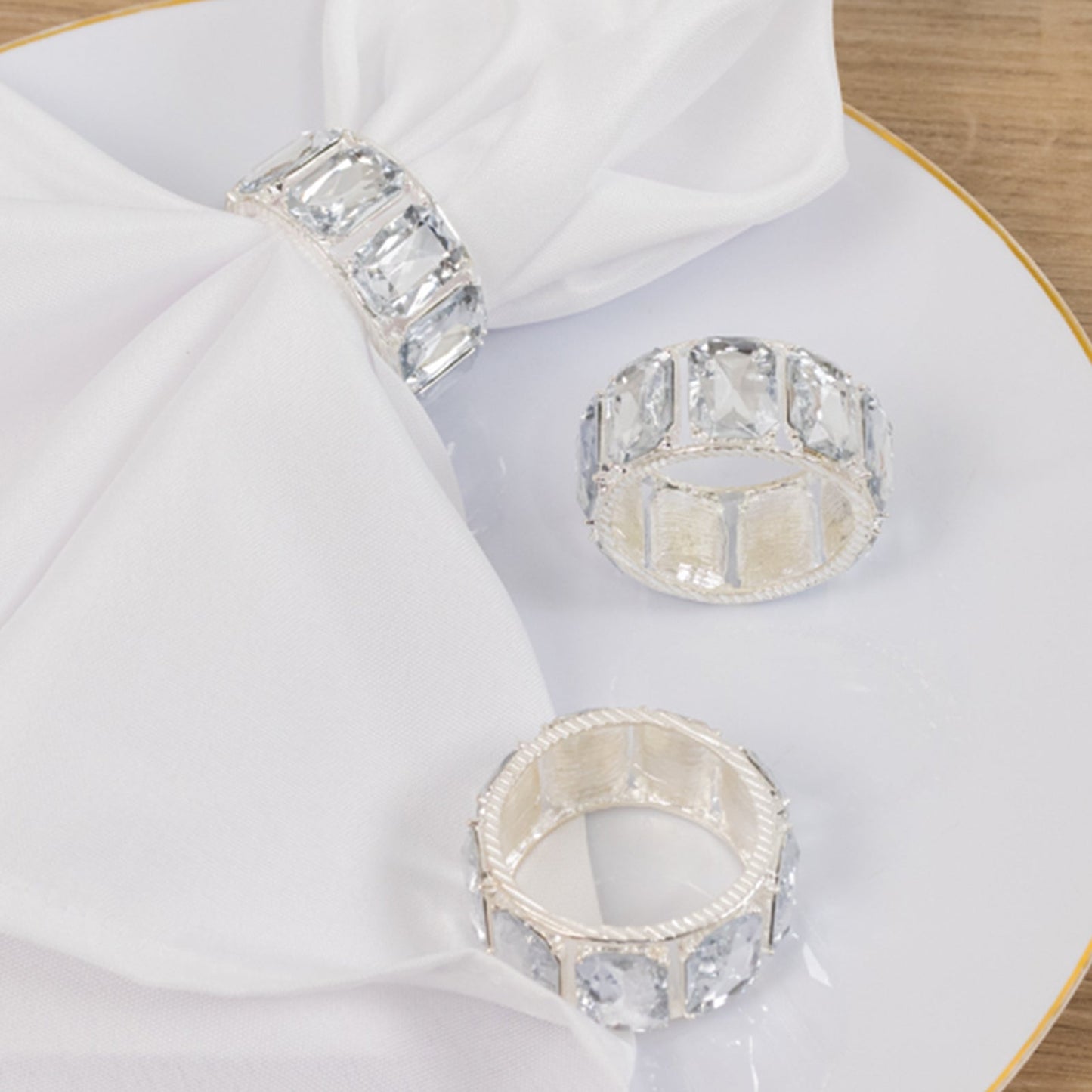 4 Pack Crystal Diamond Gem Napkin Rings â€“ Luxury Napkin Holders for Elegant Table Decor