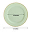 10-Pack Sage Green Plastic Dessert Plates â€“ 8" Round with Gold Beaded Rim, Disposable for Parties & Events