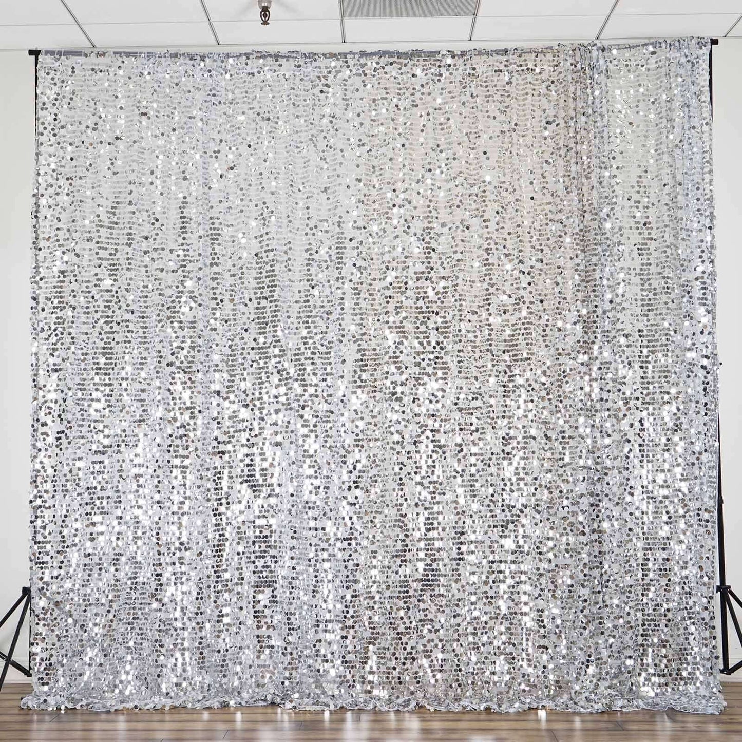 20ftx10ft Silver Big Payette Sequin Event Curtain Drapes, Backdrop Event Panel