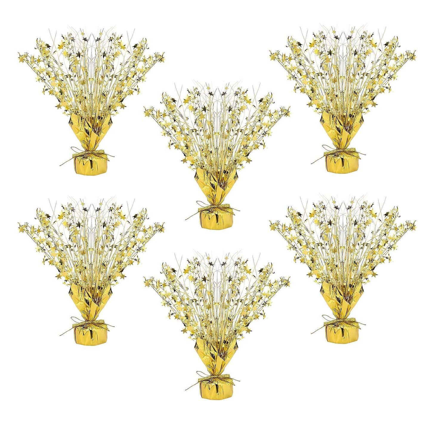 6-Pack Metallic Gold Star Foil Spray Centerpiece Table Decorations, Free-Standing Gleam 'N Burst Party Accessories Eye-Catching Design 13"