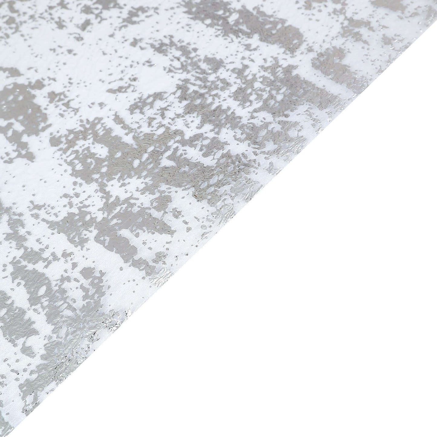Mesh Polyester 108" Table Runner Roll Metallic Silver - Distressed Foil Look Disposable Table Decor