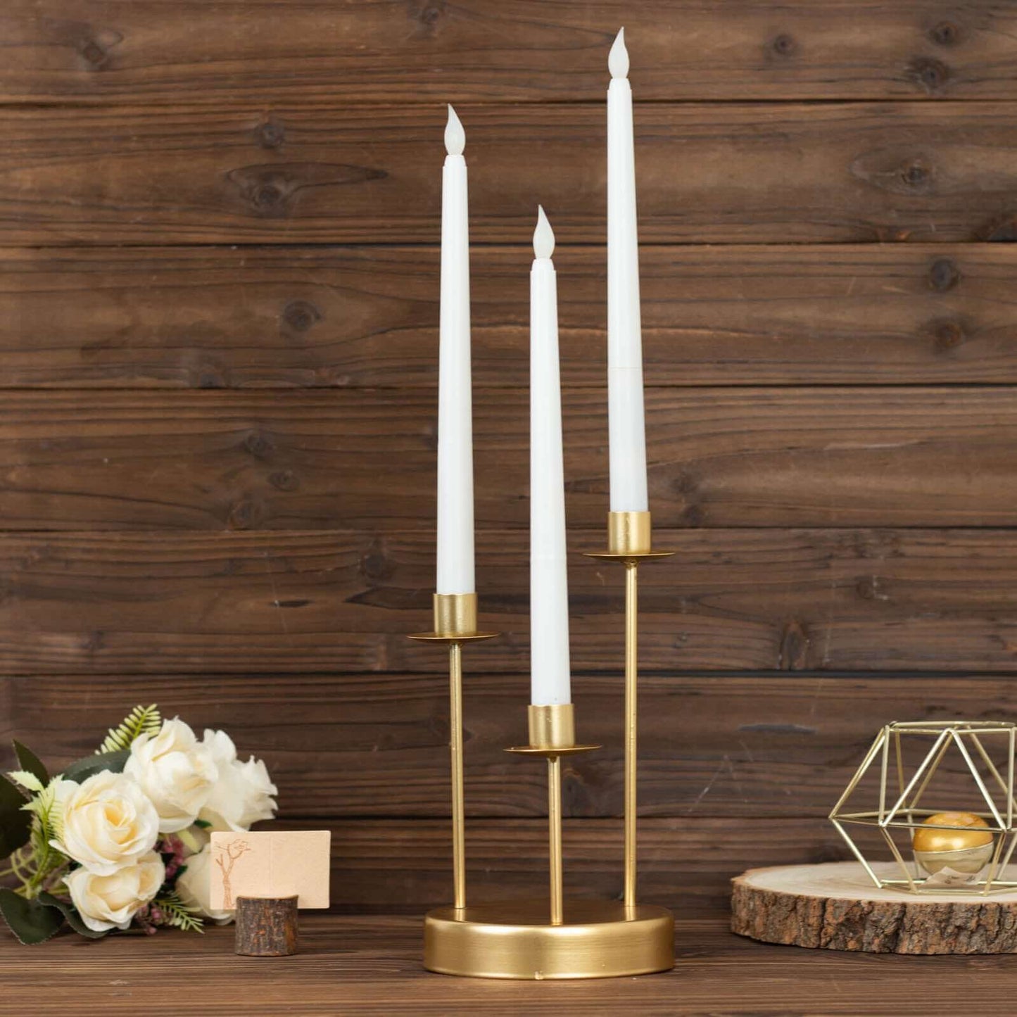Vintage Candelabra 3-Arm Taper Candle Holder Gold Metal Wedding Table Centerpiece - Stylish Tabletop Accent 10"