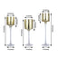 Set of 3 Glass Cylinder Vases Long Stem Gold - Decorative Candle Holder Floral Centerpieces 12", 14", 16"