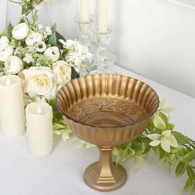 Glass Compote Floral Bowl Pedestal Vase Roman Style Gold - Antique Flower Vase for Sophisticated Event DÃ©cor 7"