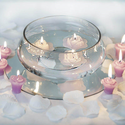 Glass Floating Candle Bowl Multi-Purpose Design - Table Centerpiece for Decor 7"