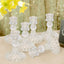 6-Pack Glass Taper Candlestick Holders Diamond Pattern Design Clear - Reversible Crystal Pillar Votive Stands 4"