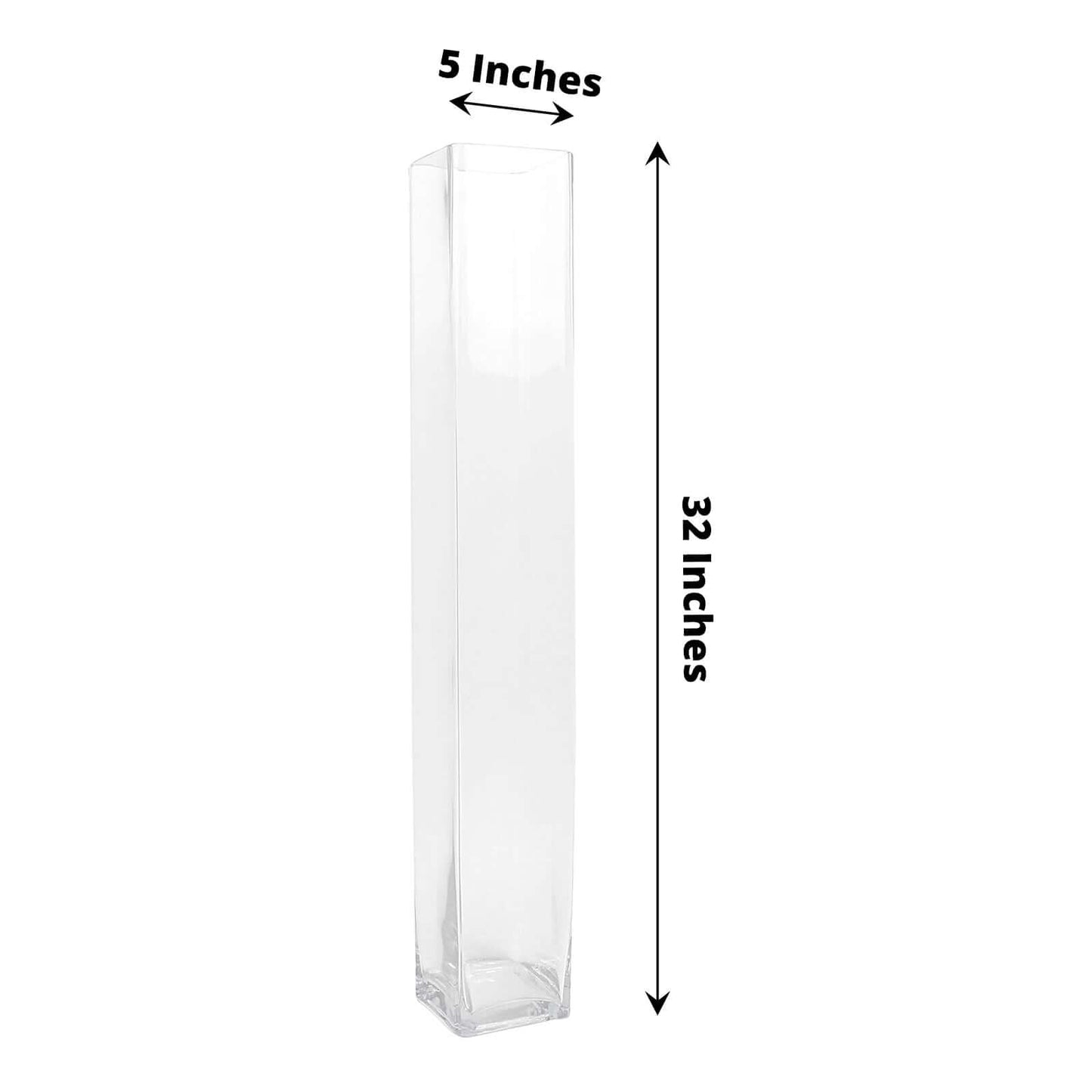 2-Pack Glass Cylinder Vases Square Clear - Durable Heavy Duty Floral Centerpieces for Weddings 32"