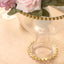 Compote Pedestal Bowl Glass Flower Vase Clear with Gold Beaded Rim - Footed Candy Trifle Bowl for Displays 8"