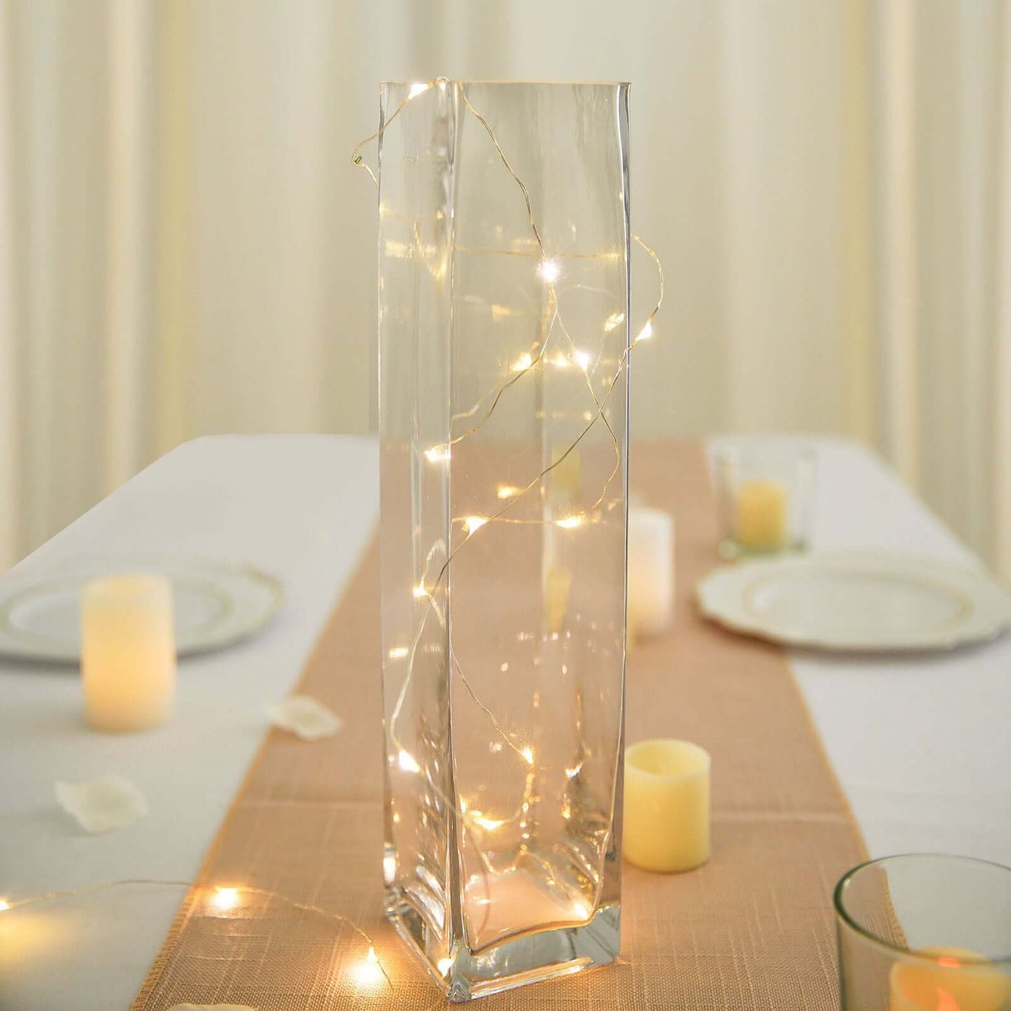 12-Pack Glass Cylinder Vases Square Clear - Durable Heavy Duty Floral Centerpieces for Weddings 14"