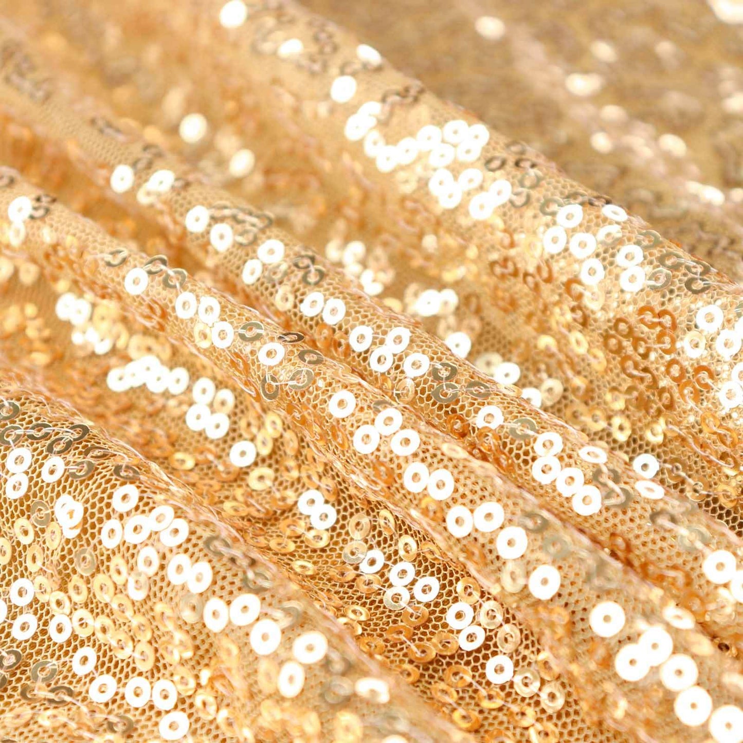 Sequin 17ft Table Skirt Gold - Pleated Satin With Top Velcro Strip - Glitzy Event Decoration