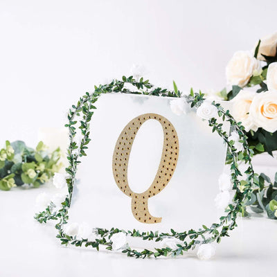 Decorative Rhinestone Alphabet "Q" Letter Stickers, Glitter Adhesive Craft Letters Gold DIY Sparkle Embellishments 8"
