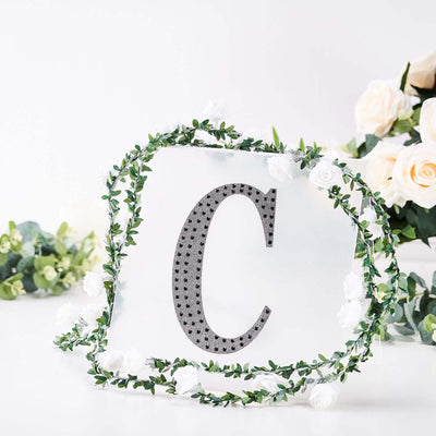 Decorative Rhinestone Alphabet "C" Letter Stickers, Glitter Adhesive Craft Letters Black DIY Sparkle Embellishments 8"