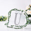 Decorative Rhinestone Alphabet "U" Letter Stickers, Glitter Adhesive Craft Letters Silver DIY Sparkle Embellishments 8"