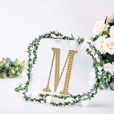 Decorative Rhinestone Alphabet "M" Letter Stickers, Glitter Adhesive Craft Letters Gold DIY Sparkle Embellishments 8"