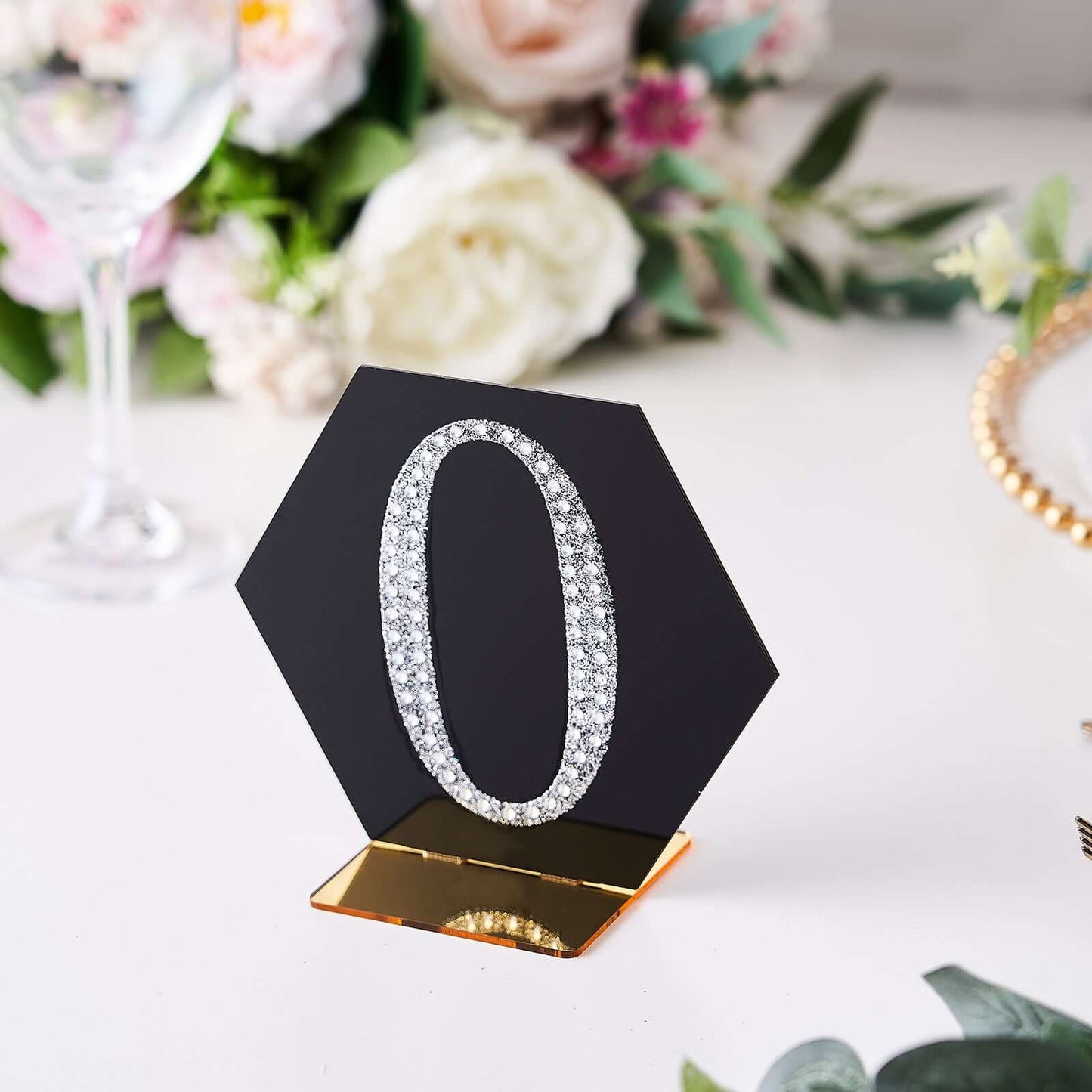 Decorative Rhinestone Number "0" Stickers, Glitter Adhesive Craft Numbers Silver DIY Sparkle Embellishments 4"